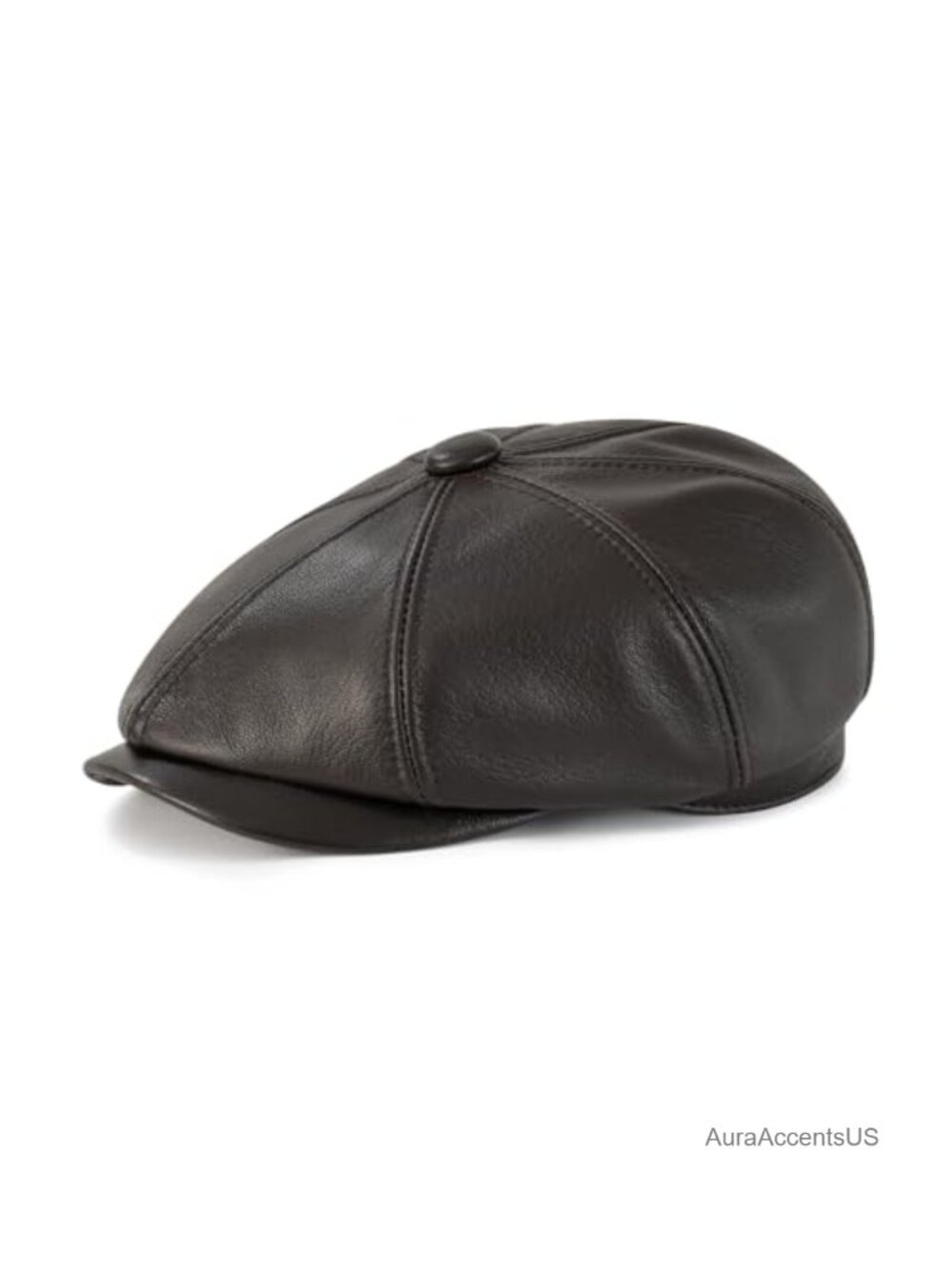 Unisex 8 Panel Leather Newsboy Cap Adjustable Gatsby Hat